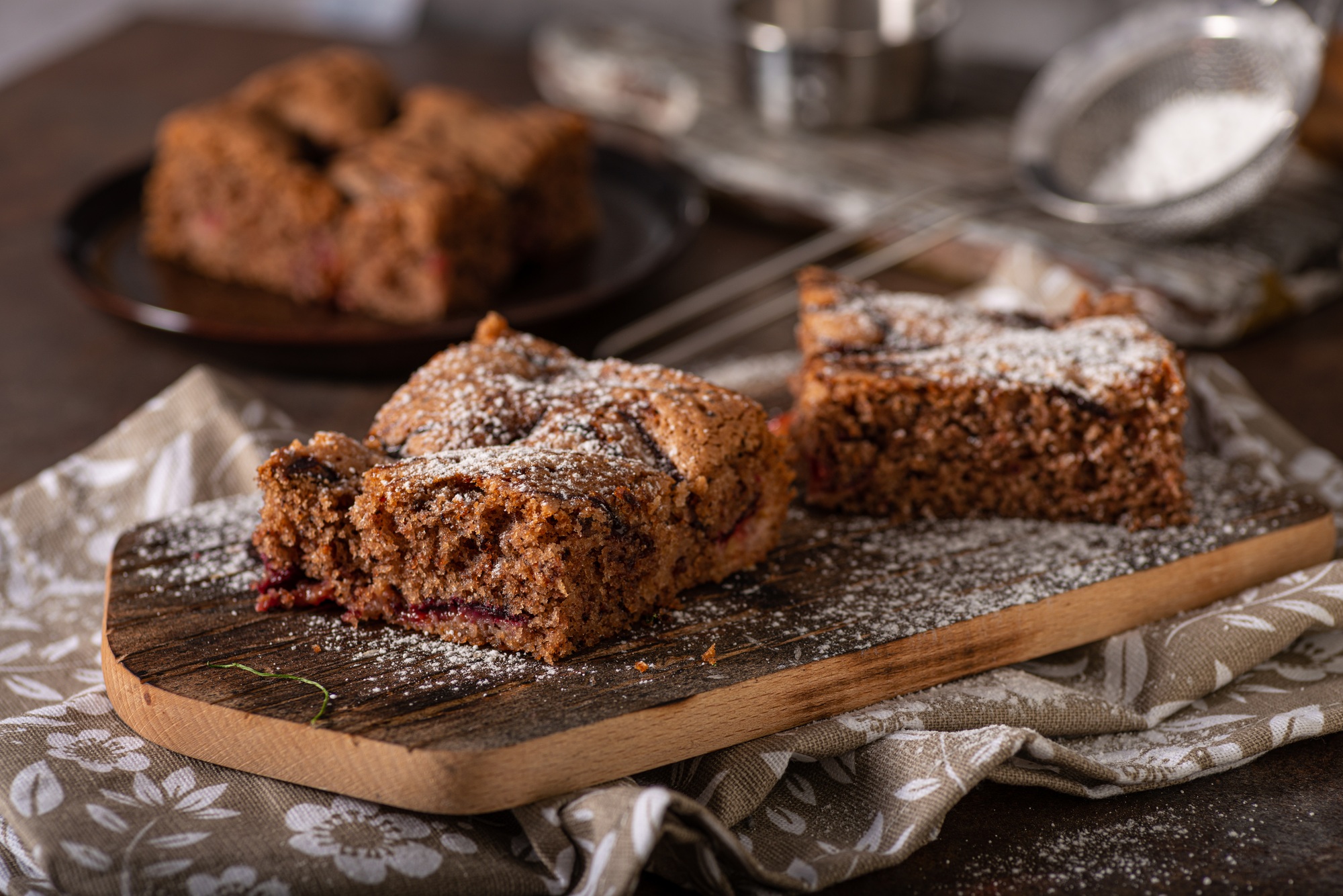 Homemade dessert with plum jam